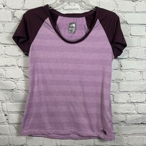 The North Face Women’s Tee Short Sleeve Flash Dry Breathable Stripes Purple M